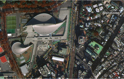 Гимназия Yoyogi, Токио. Снимок со спутника WorldView-4