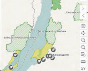 Карта загрязнений побережья озера Байкал