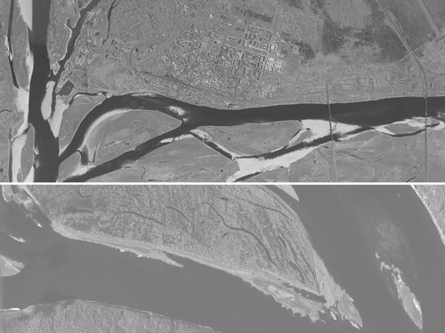 Съемка рек Северная Двина (сверху) и Енисей (снизу)