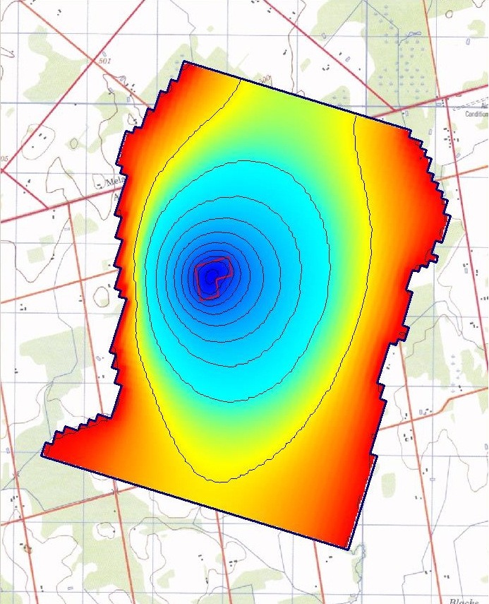 Отображение данных по понижению уровня подземных вод полученных в Visual MODFLOW в геоинформационной системе
