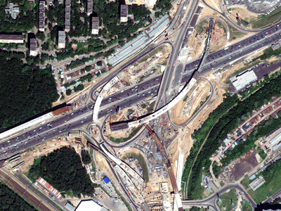 Бусиновская развязка, снимок со спутника с пространственным разрешением 0,5 м