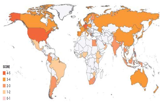 Оценка состояния инфраструктуры пространственных данных в 50 странах